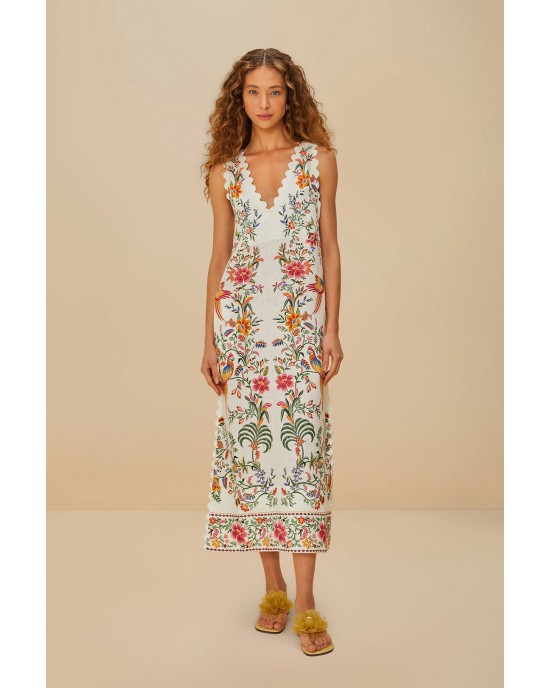Farm Rio Delicate Forest Off-White Maxi Φόρεμα