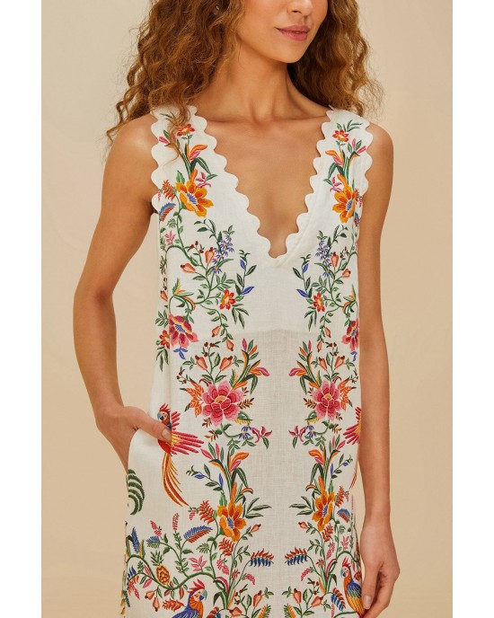 Farm Rio Delicate Forest Off-White Maxi Φόρεμα