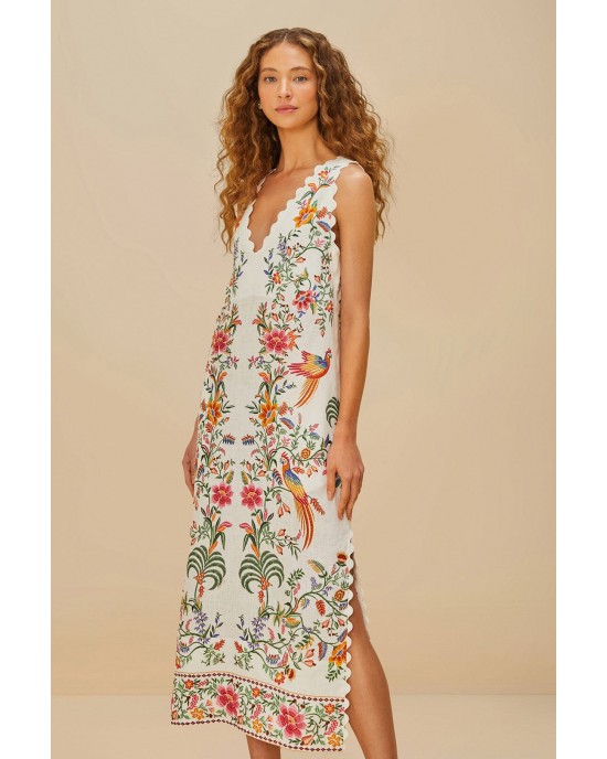 Farm Rio Delicate Forest Off-White Maxi Φόρεμα