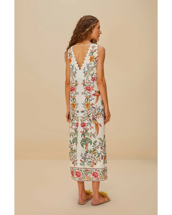 Farm Rio Delicate Forest Off-White Maxi Φόρεμα