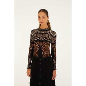 Farm Rio Nicole Long Sleeve Jersey Bodysuit Μπλούζα