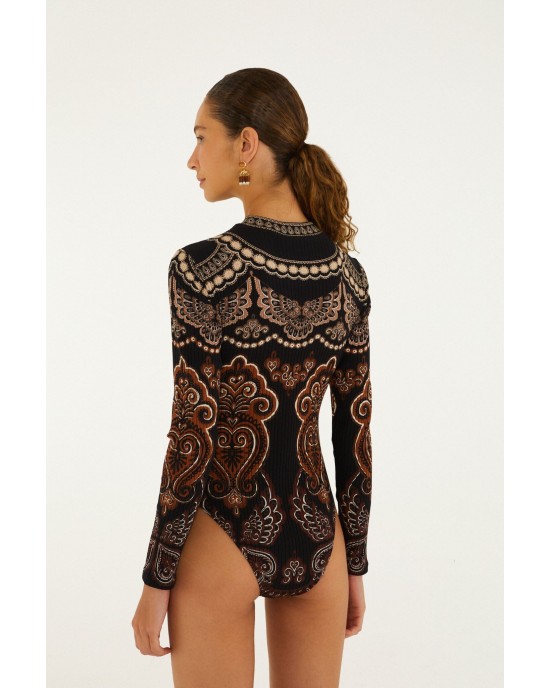 Farm Rio Nicole Long Sleeve Jersey Bodysuit Μπλούζα