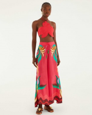 Farm Rio Nature Beaded Tasssels Wide-Leg Παντελόνι