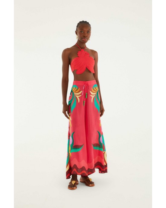 Farm Rio Nature Beaded Tasssels Wide-Leg Παντελόνι