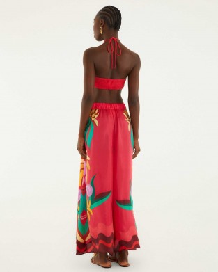 Farm Rio Nature Beaded Tasssels Wide-Leg Παντελόνι