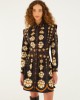 Farm Rio Embroidered Flowers Long Sleeve Mini Black Φόρεμα