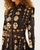 Farm Rio Embroidered Flowers Long Sleeve Mini Black Φόρεμα