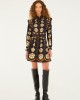 Farm Rio Embroidered Flowers Long Sleeve Mini Black Φόρεμα