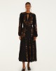 Farm Rio Black Berry Garden Long Sleeve Pleated Maxi Φόρεμα