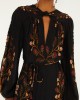 Farm Rio Black Berry Garden Long Sleeve Pleated Maxi Φόρεμα