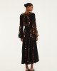 Farm Rio Black Berry Garden Long Sleeve Pleated Maxi Φόρεμα