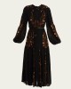 Farm Rio Black Berry Garden Long Sleeve Pleated Maxi Φόρεμα