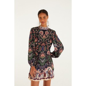 Farm Rio Marvelous Garden Black Mini Φόρεμα Farm Rio Marvelous Garden Black Mini Φόρεμα