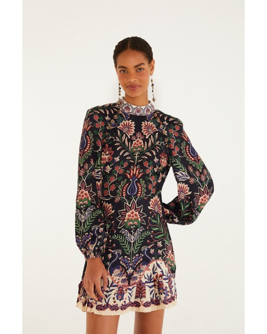 Farm Rio Marvelous Garden Black Mini Φόρεμα Farm Rio Marvelous Garden Black Mini Φόρεμα