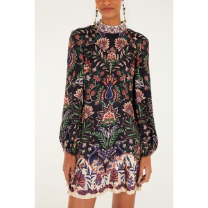 Farm Rio Marvelous Garden Black Mini Φόρεμα Farm Rio Marvelous Garden Black Mini Φόρεμα