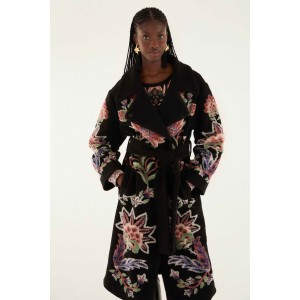 Farm Rio Marvelous Garden Black Fleece Παλτό Farm Rio Marvelous Garden Black Fleece Παλτό