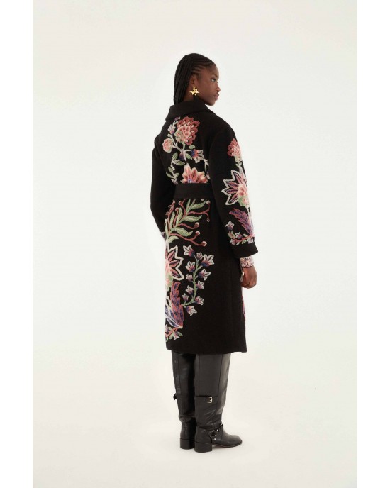 Farm Rio Marvelous Garden Black Fleece Παλτό Farm Rio Marvelous Garden Black Fleece Παλτό