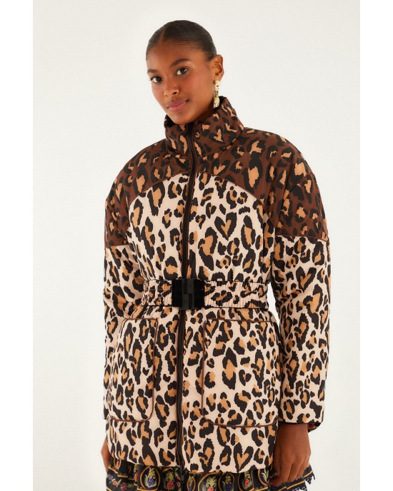 Farm Rio Marvelous Garden Black Puffer Παλτό Farm Rio Marvelous Garden Black Puffer Παλτό