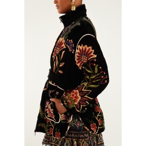 Farm Rio Marvelous Garden Black Puffer Παλτό