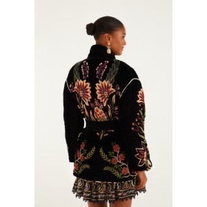 Farm Rio Marvelous Garden Black Puffer Παλτό Farm Rio Marvelous Garden Black Puffer Παλτό