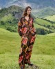 Farm Rio Chenille Flowers Viscose Black Πουκάμισο & Παντελόνι