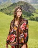 Farm Rio Chenille Flowers Viscose Black Πουκάμισο & Παντελόνι