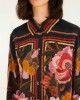 Farm Rio Chenille Flowers Viscose Black Πουκάμισο & Παντελόνι