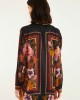 Farm Rio Chenille Flowers Viscose Black Πουκάμισο & Παντελόνι