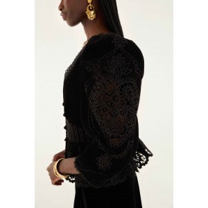 Farm Rio Artichoke Heart Richelieu Black Μπλούζα