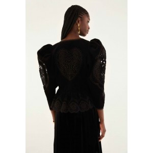 Farm Rio Artichoke Heart Richelieu Black Μπλούζα