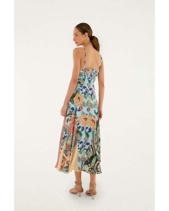 Farm Rio Delhi Floral Light Blue Sleeveless Maxi Φόρεμα