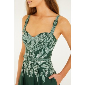 Farm Rio Miranda Dark Green Buckles Maxi Φόρεμα