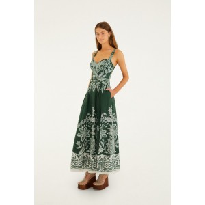Farm Rio Miranda Dark Green Buckles Maxi Φόρεμα