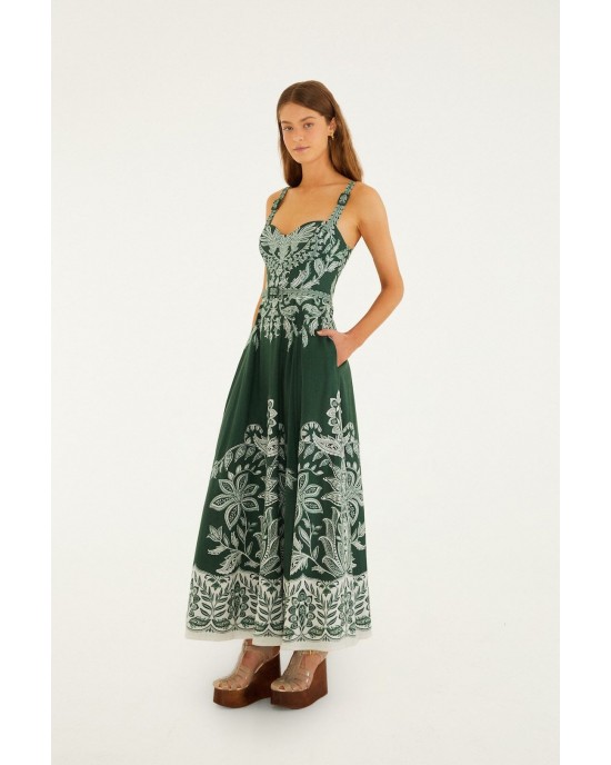 Farm Rio Miranda Dark Green Buckles Maxi Φόρεμα