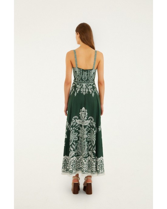 Farm Rio Miranda Dark Green Buckles Maxi Φόρεμα