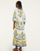 Farm Rio Emily Floral Tapestry Off White Drawstring Midi Φόρεμα