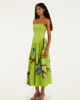 Farm Rio Green Birds Smocked Maxi Φόρεμα