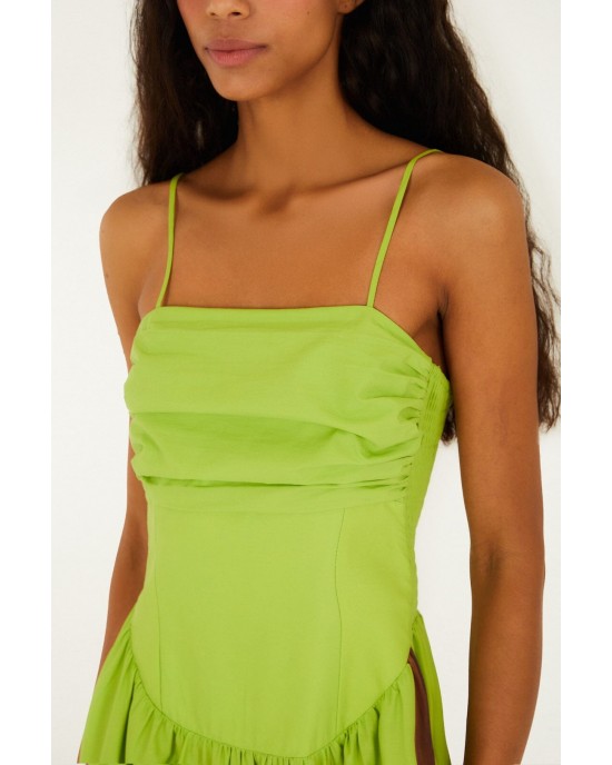 Farm Rio Green Birds Smocked Maxi Φόρεμα