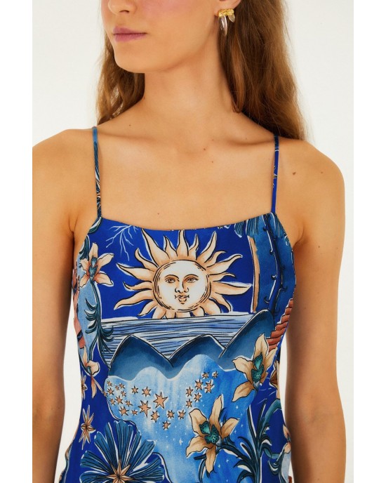 Farm Rio Blue Mystical Maxi Φόρεμα