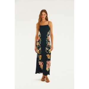 Farm Rio Maira Dark Blue Floral Viscose Maxi Φόρεμα