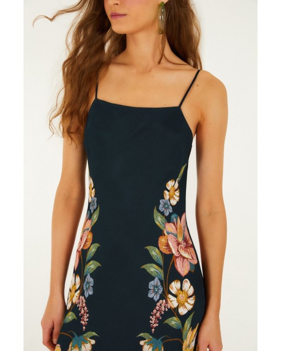 Farm Rio Maira Dark Blue Floral Viscose Maxi Φόρεμα