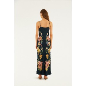 Farm Rio Maira Dark Blue Floral Viscose Maxi Φόρεμα