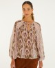 Farm Rio Birds Tree Garden Lace Long Sleeve Μπλούζα