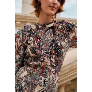 Farm Rio Tapestry Flowers Long Sleves Mini Φόρεμα