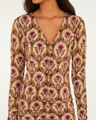 Farm Rio Golden Medal Long Sleeve Ruched Mini Φόρεμα