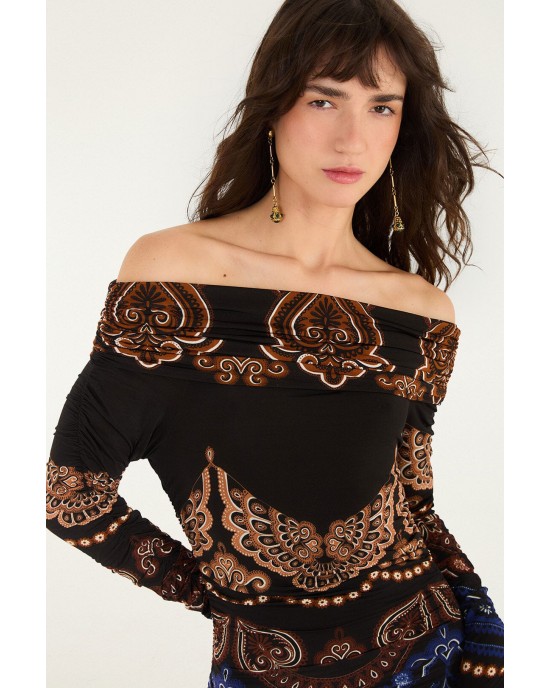 Farm Rio Nicole Long Sleeve Strapless Maxi Φόρεμα
