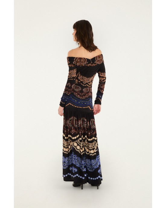 Farm Rio Nicole Long Sleeve Strapless Maxi Φόρεμα