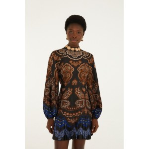 Farm Rio Nicole Ruffled Long Sleeve Mini Φόρεμα