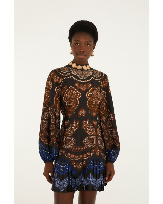 Farm Rio Nicole Ruffled Long Sleeve Mini Φόρεμα