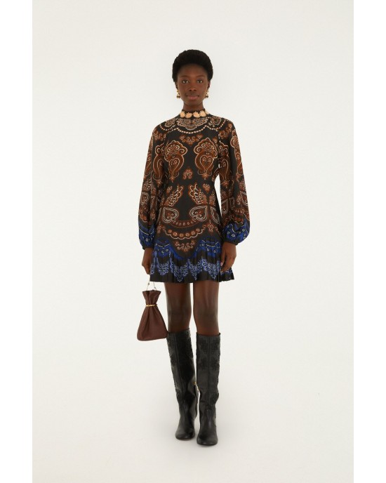 Farm Rio Nicole Ruffled Long Sleeve Mini Φόρεμα